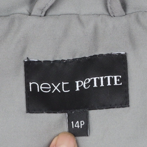 Next Petite Women’s Grey Faux Fur Hooded Parka Coat Size 14P