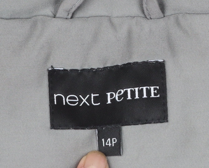 Next Petite Women’s Grey Faux Fur Hooded Parka Coat Size 14P