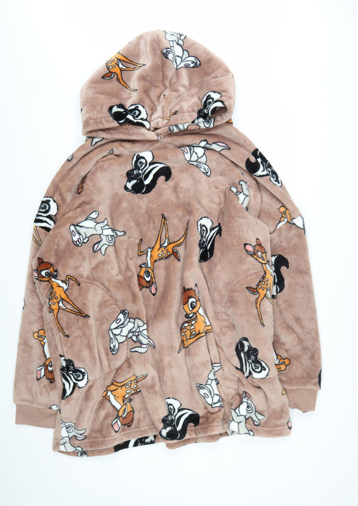 Primark Disney Bambi Women Brown Fleece Hooded Nightwear M/L