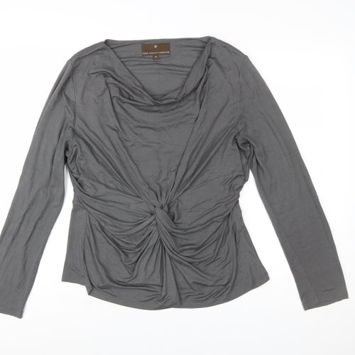 Fenn Wright Manson Women’s Grey Long Sleeve Cowl Neck Wrap Blouse Size 18