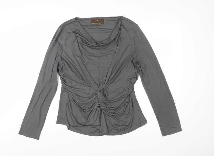 Fenn Wright Manson Women’s Grey Long Sleeve Cowl Neck Wrap Blouse Size 18