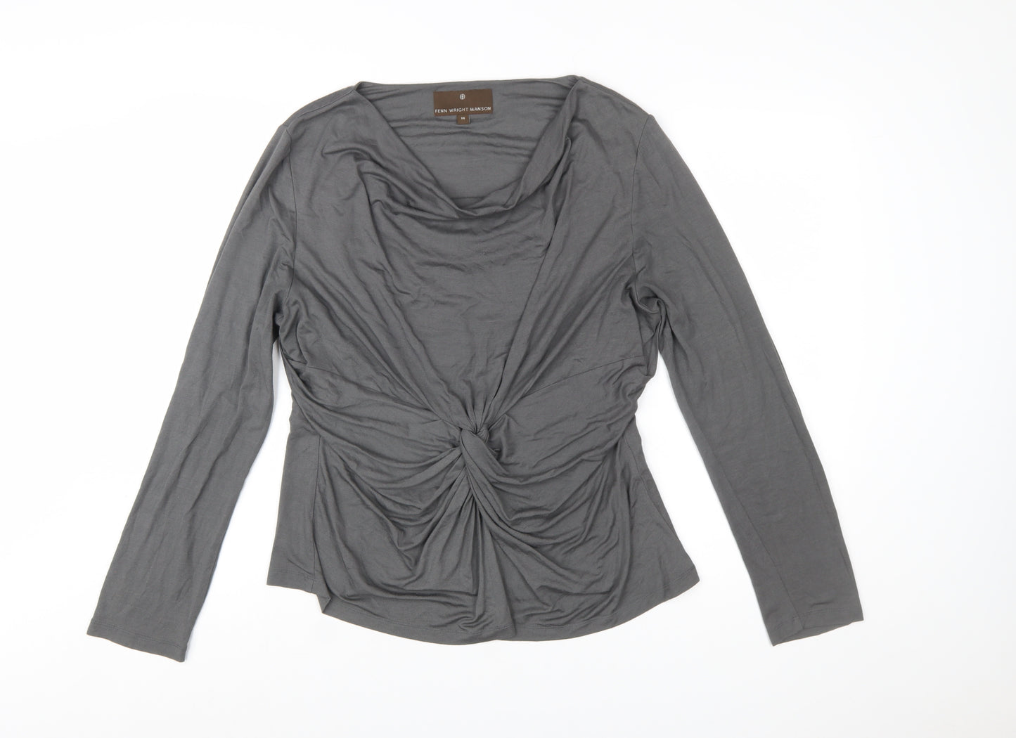 Fenn Wright Manson Women’s Grey Long Sleeve Cowl Neck Wrap Blouse Size 18