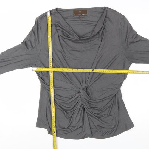 Fenn Wright Manson Women’s Grey Long Sleeve Cowl Neck Wrap Blouse Size 18