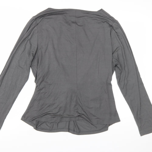 Fenn Wright Manson Women’s Grey Long Sleeve Cowl Neck Wrap Blouse Size 18