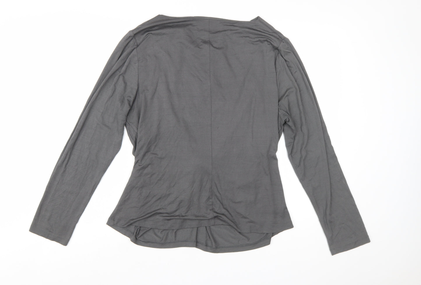 Fenn Wright Manson Women’s Grey Long Sleeve Cowl Neck Wrap Blouse Size 18
