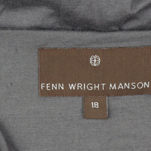 Fenn Wright Manson Women’s Grey Long Sleeve Cowl Neck Wrap Blouse Size 18
