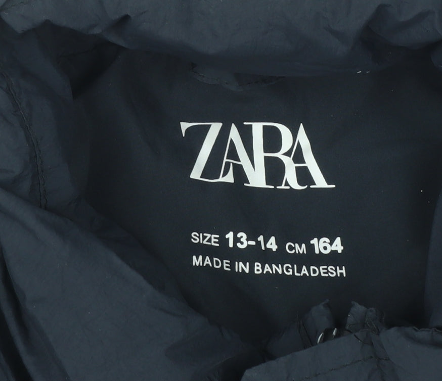 Zara Boys Black 13-14 Years Puffer Waistcoat Quilted Nylon Gilet