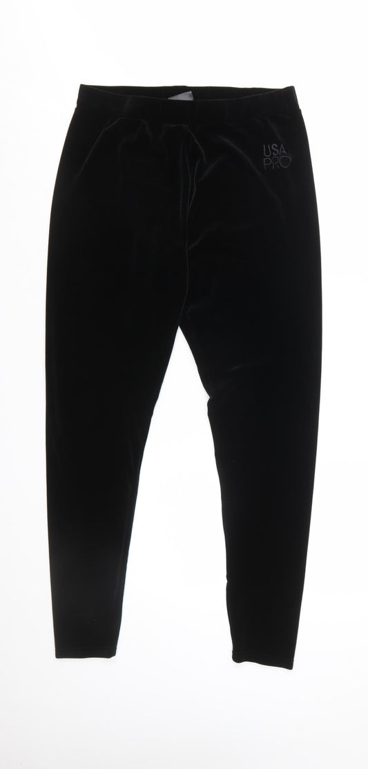 USA Pro Womens Black Size 16 Velvet Ankle Leggings