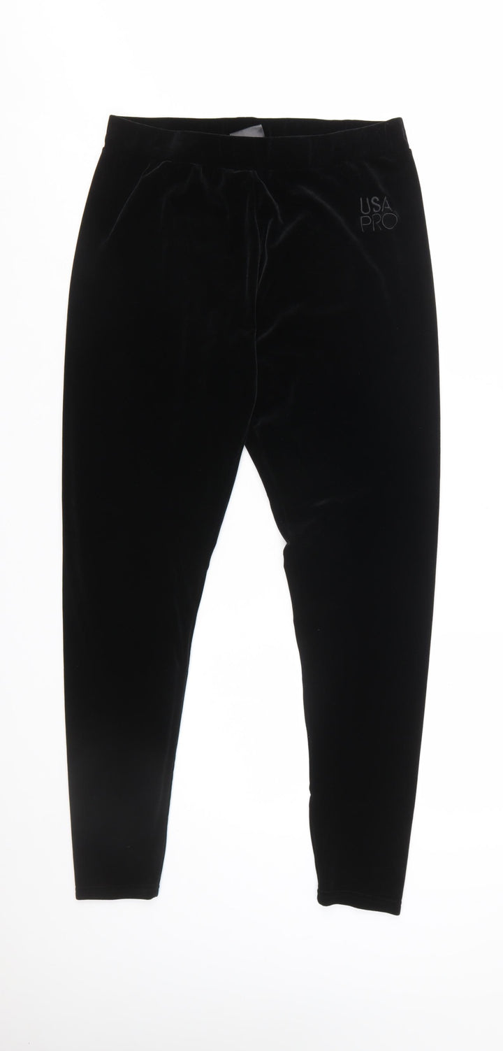 USA Pro Womens Black Size 16 Velvet Ankle Leggings