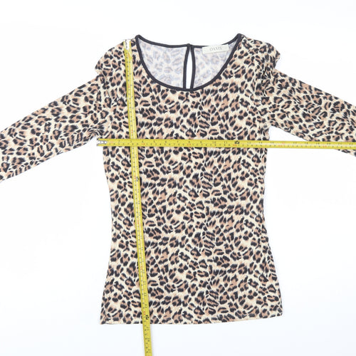 Oasis Women’s Beige Leopard Long Sleeve Viscose Top Size S