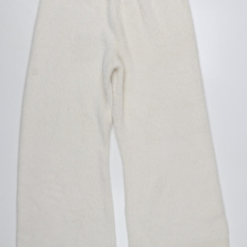 In The Style Women's Ivory Knit Wide-Leg Trousers Size 14-16