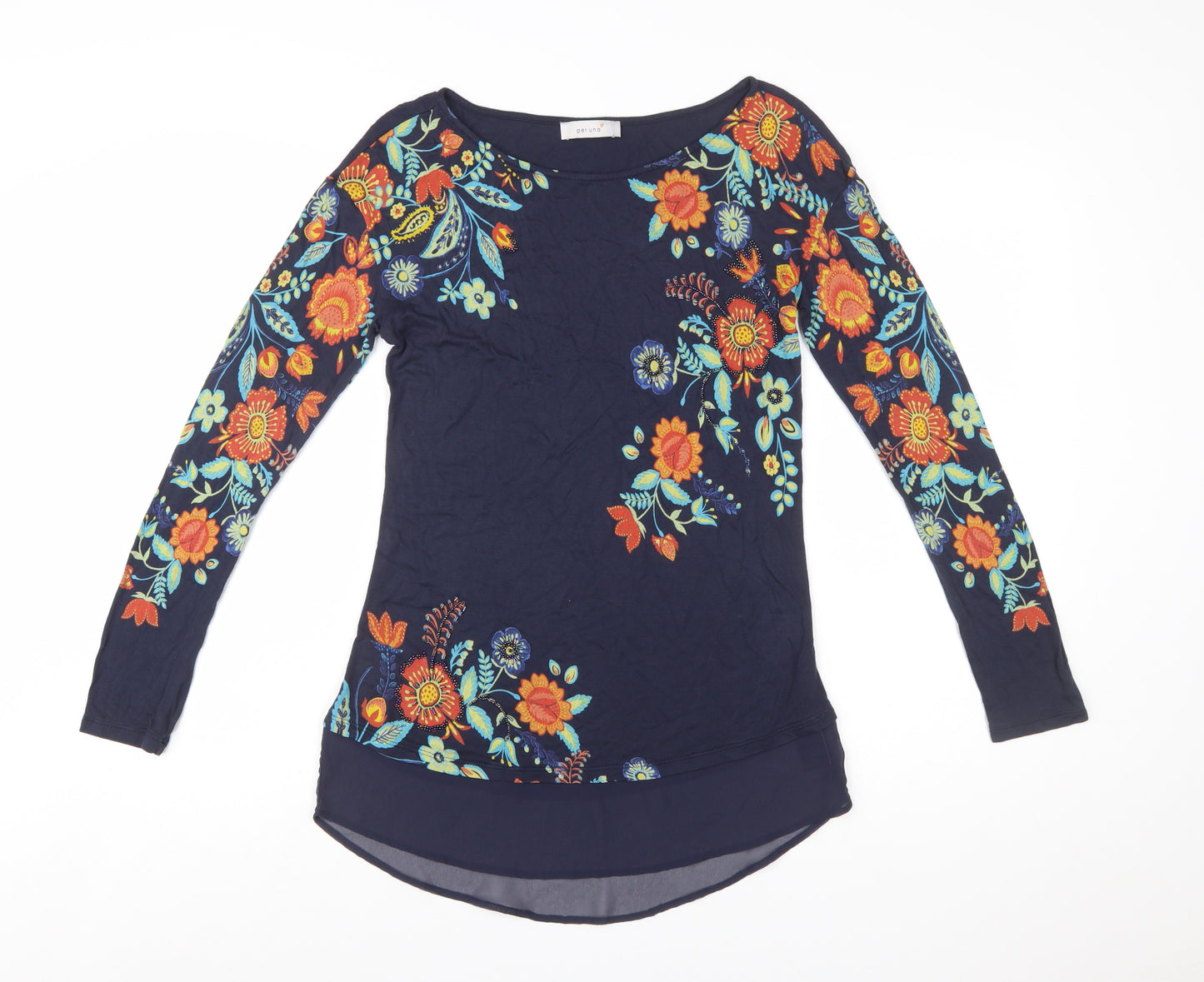 Marks and Spencer Women’s Blue Floral Embroidered Tunic Blouse Size 8