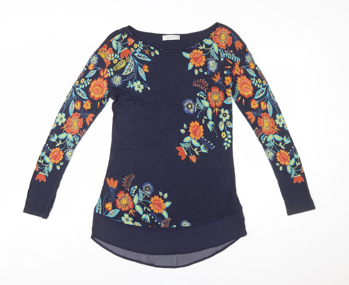 Marks and Spencer Women’s Blue Floral Embroidered Tunic Blouse Size 8