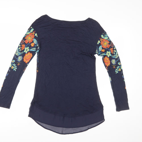 Marks and Spencer Women’s Blue Floral Embroidered Tunic Blouse Size 8