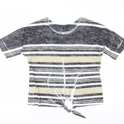 Just Elegance Women’s Multicoloured Striped Tie Hem T-Shirt Size S