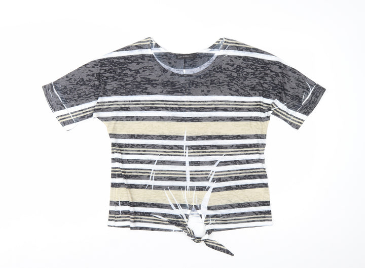 Just Elegance Women’s Multicoloured Striped Tie Hem T-Shirt Size S