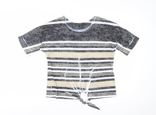 Just Elegance Women’s Multicoloured Striped Tie Hem T-Shirt Size S