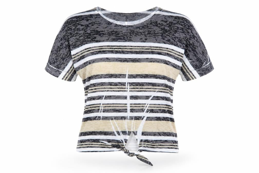 Just Elegance Women’s Multicoloured Striped Tie Hem T-Shirt Size S