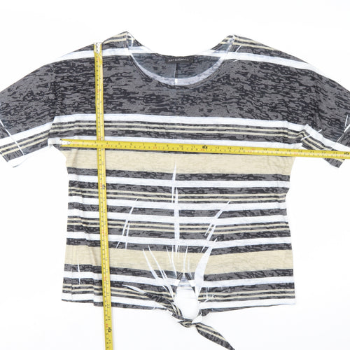 Just Elegance Women’s Multicoloured Striped Tie Hem T-Shirt Size S