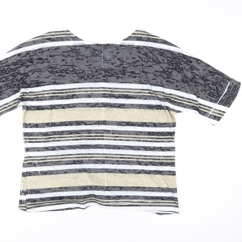 Just Elegance Women’s Multicoloured Striped Tie Hem T-Shirt Size S
