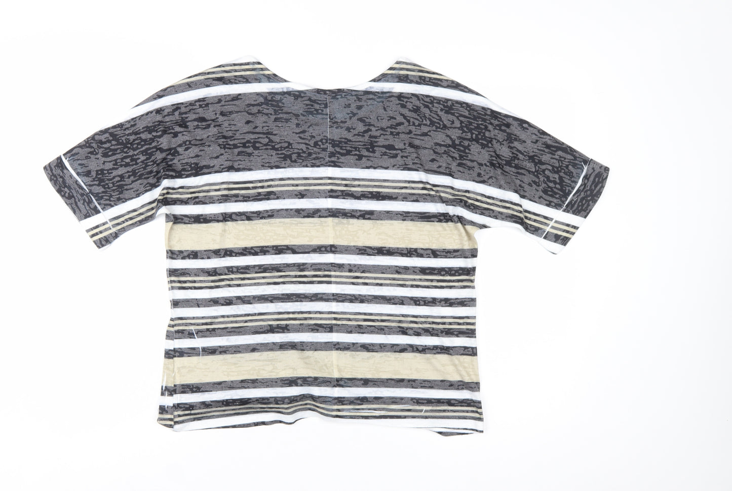 Just Elegance Women’s Multicoloured Striped Tie Hem T-Shirt Size S