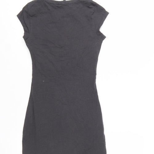 H&M Divided Women's Black Size 8 Cotton T-Shirt Dress with Car Print
