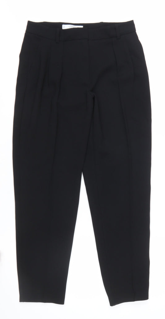 Mango Women Black Suit Trousers Size 8 Polyester Pleated Style