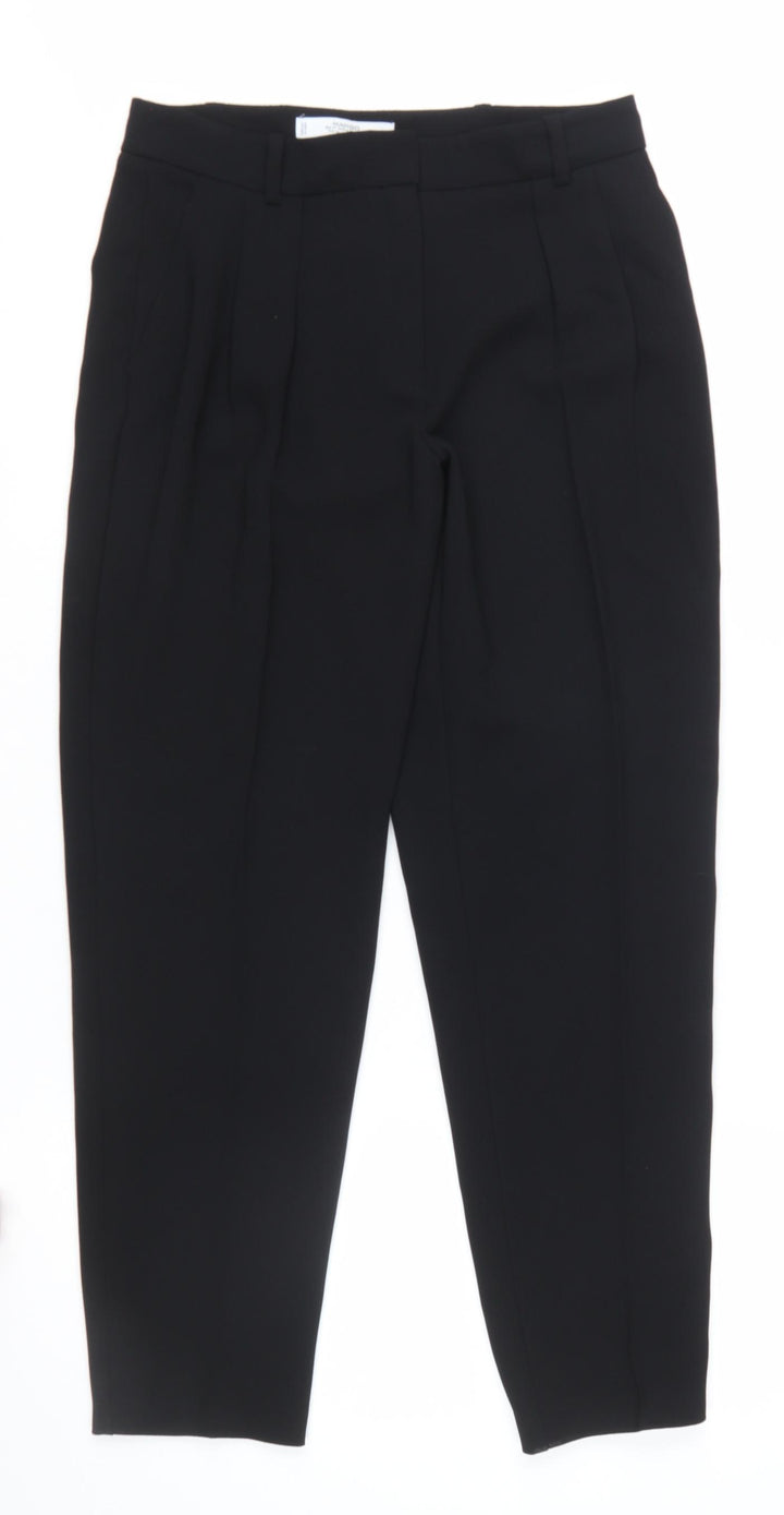 Mango Women Black Suit Trousers Size 8 Polyester Pleated Style