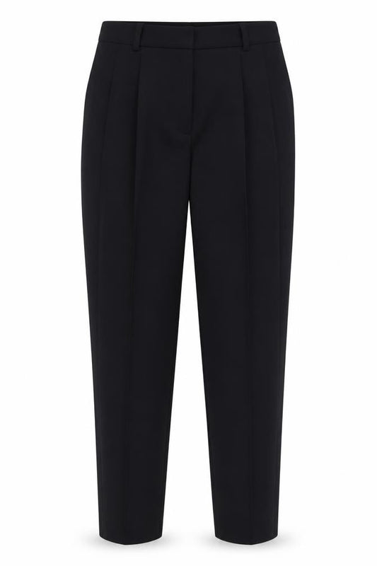 Front view of Mango Women Black Suit Trousers, size 8, Polyester Pleated Style