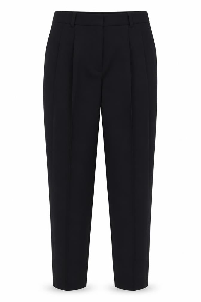 Mango Women Black Suit Trousers Size 8 Polyester Pleated Style