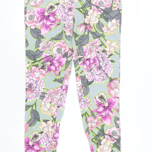 River Island Womens Multicoloured Floral Cropped Slim Fit Trousers Size 10