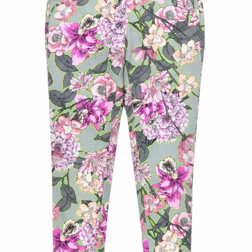 River Island Womens Multicoloured Floral Cropped Slim Fit Trousers Size 10