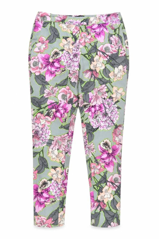 River Island Womens Multicoloured Floral Cropped Slim Fit Trousers Size 10