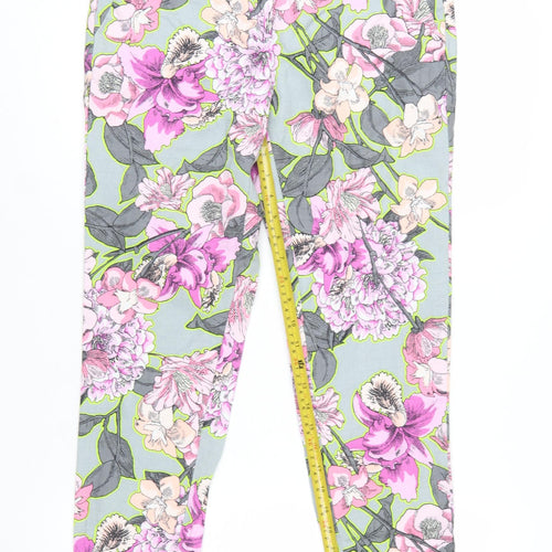 River Island Womens Multicoloured Floral Cropped Slim Fit Trousers Size 10