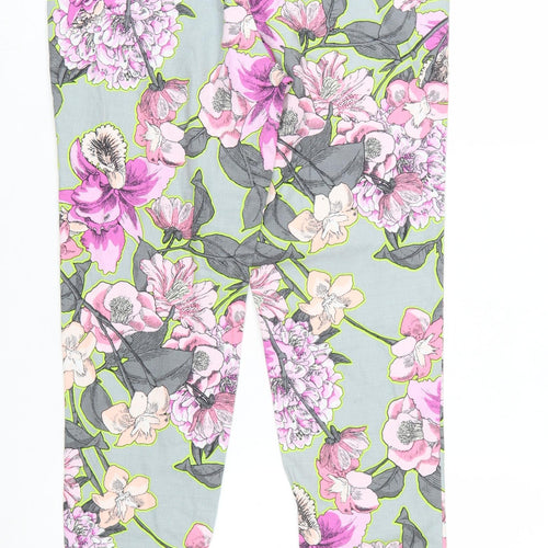 River Island Womens Multicoloured Floral Cropped Slim Fit Trousers Size 10