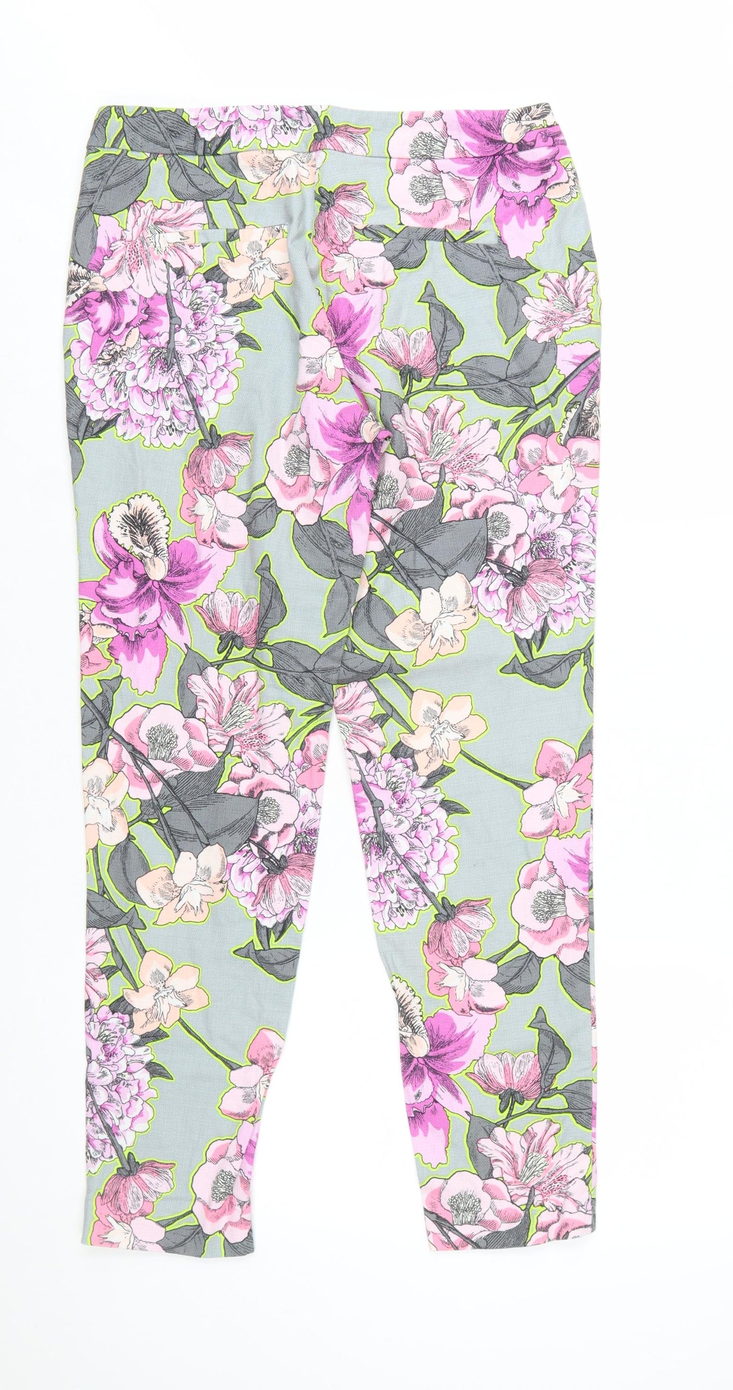 River Island Womens Multicoloured Floral Cropped Slim Fit Trousers Size 10