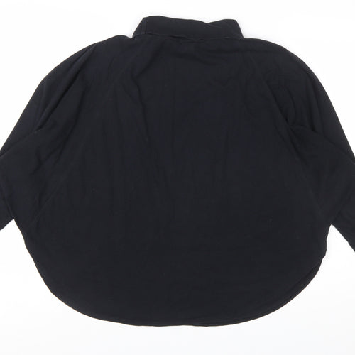 People Tree Women Black Organic Cotton Roll Neck Long Sleeve Top M