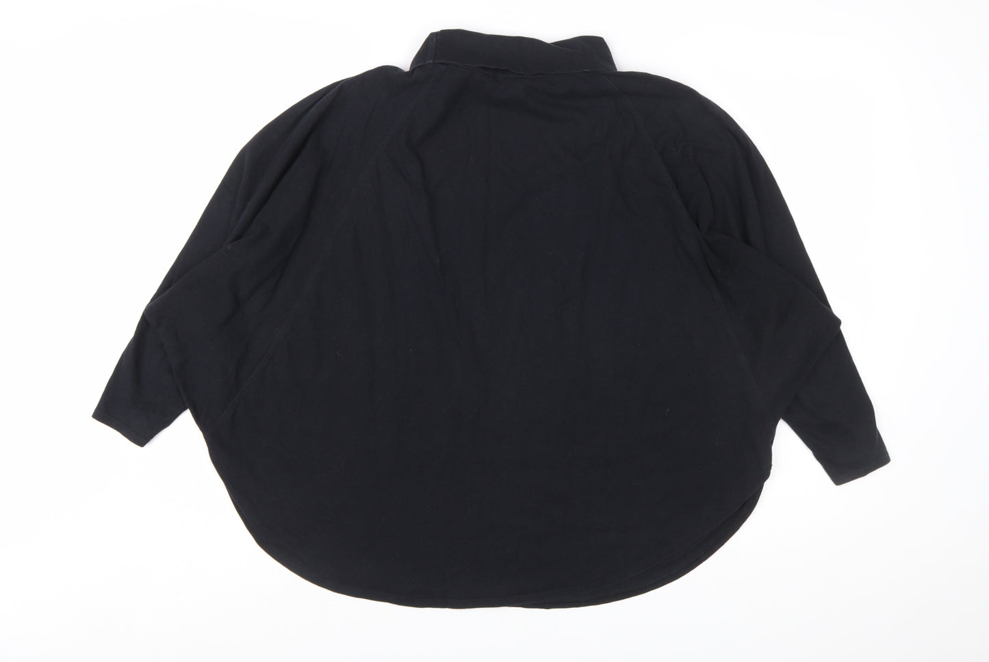 People Tree Women Black Organic Cotton Roll Neck Long Sleeve Top M