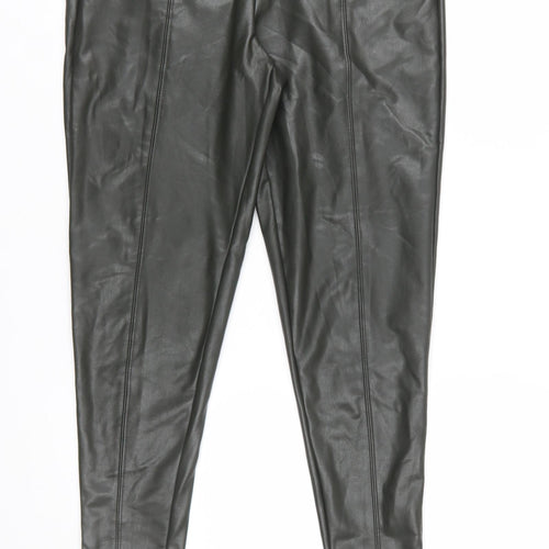 Marks and Spencer Women Black Size 14 Faux Leather Leggings