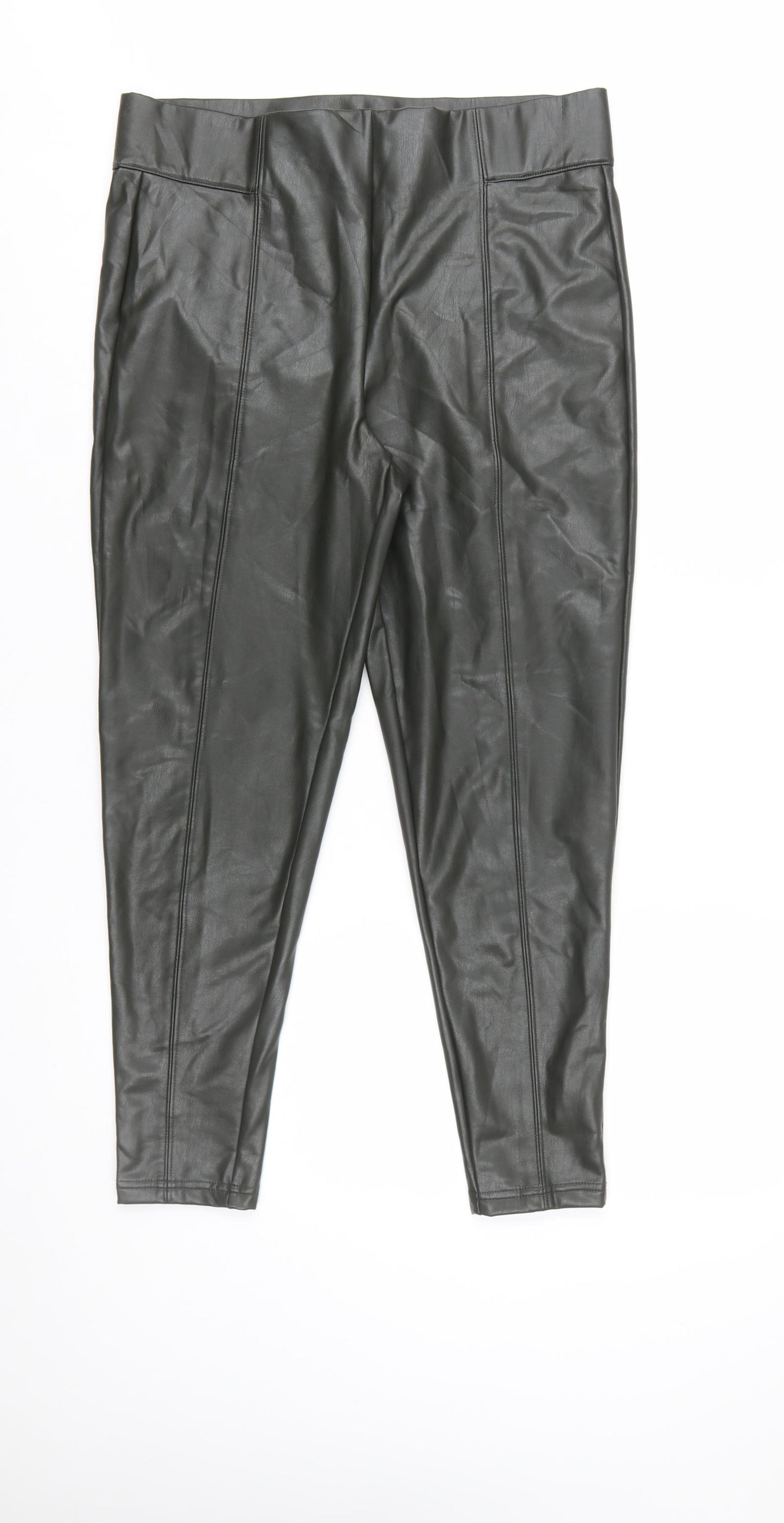 Marks and Spencer Women Black Size 14 Faux Leather Leggings