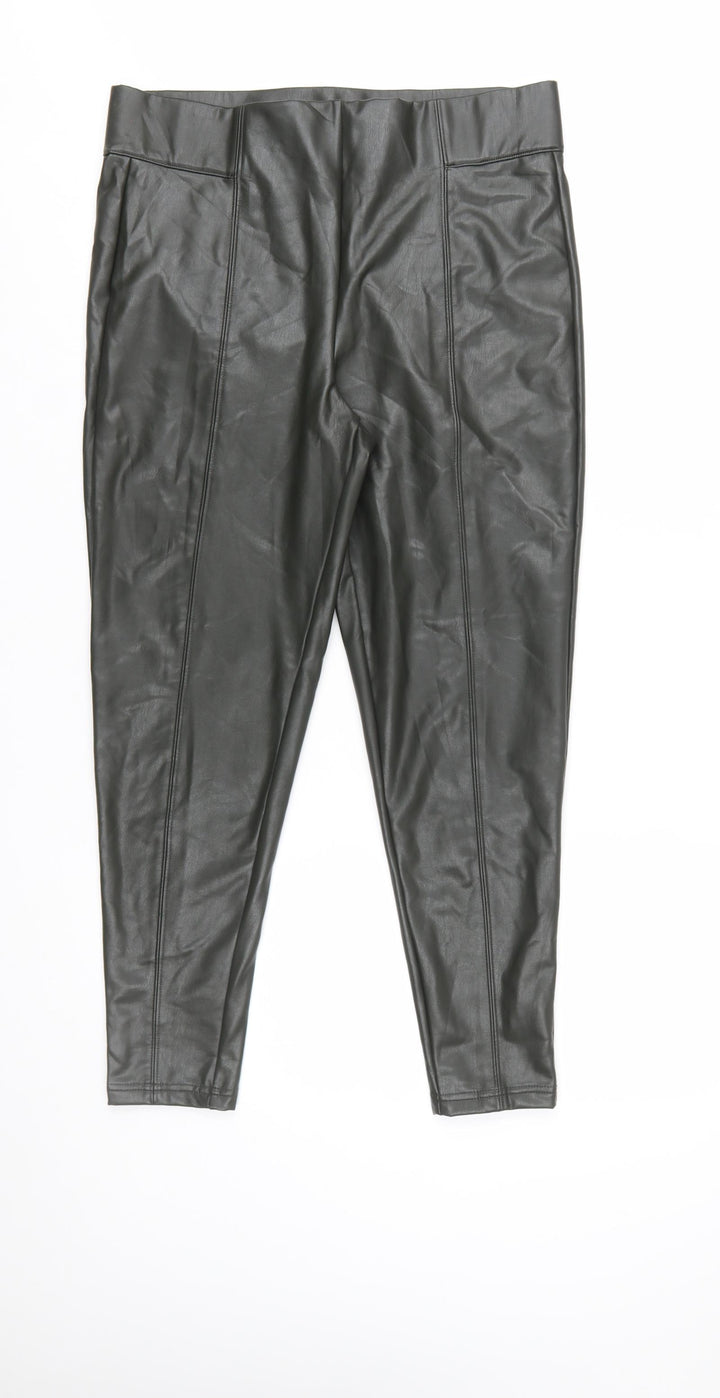 Marks and Spencer Women Black Size 14 Faux Leather Leggings