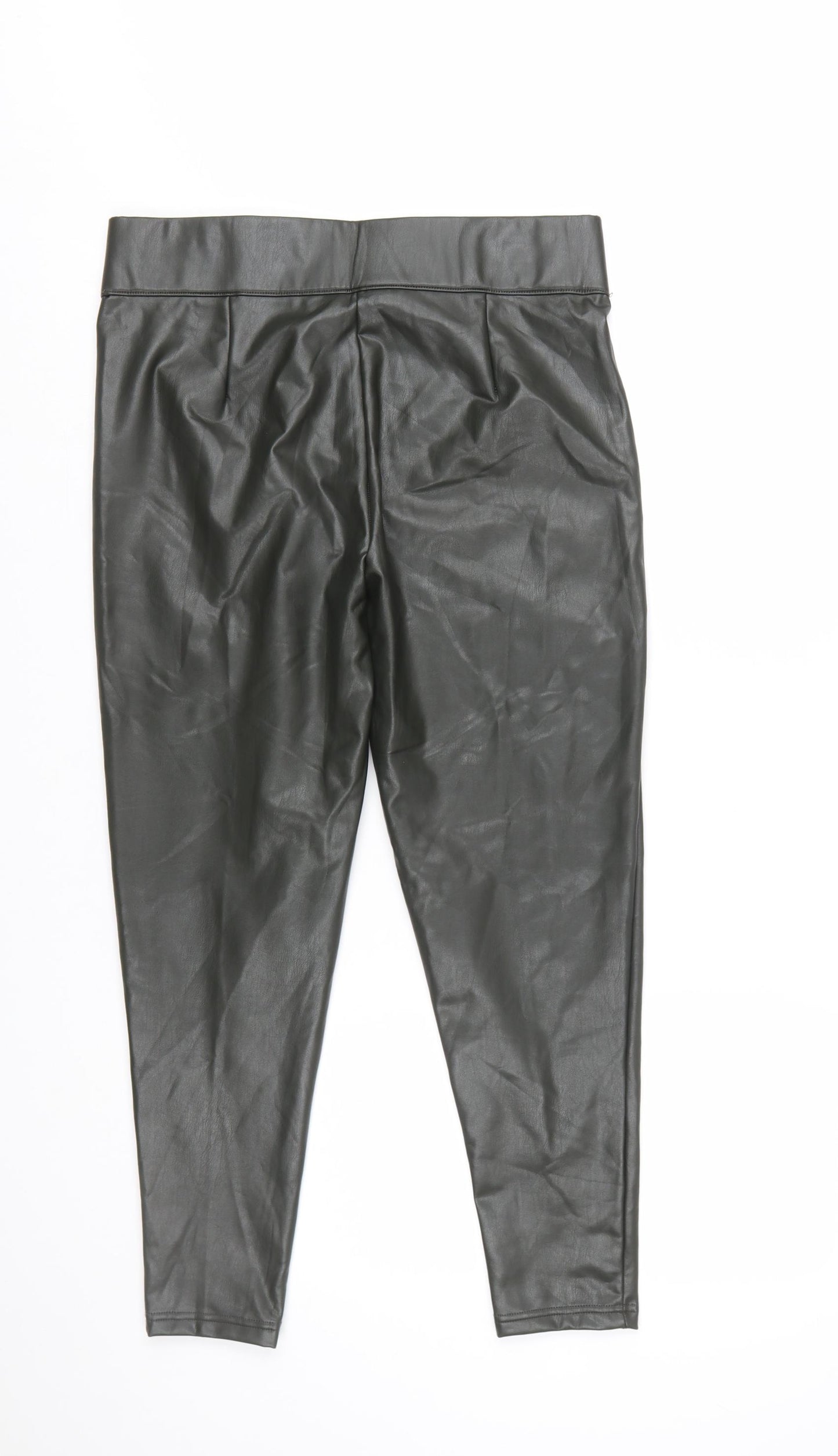 Marks and Spencer Women Black Size 14 Faux Leather Leggings