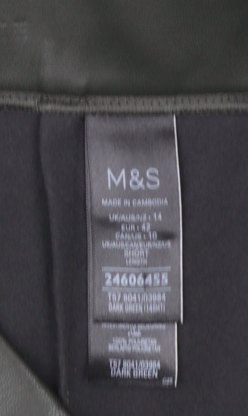 Marks and Spencer Women Black Size 14 Faux Leather Leggings