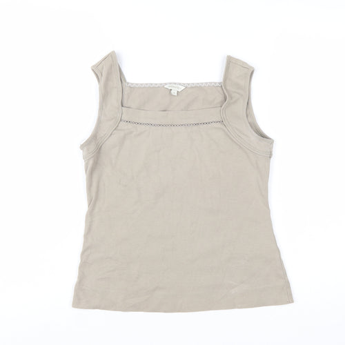 Monsoon Beige Cotton Women's Tank Top M Square Neck