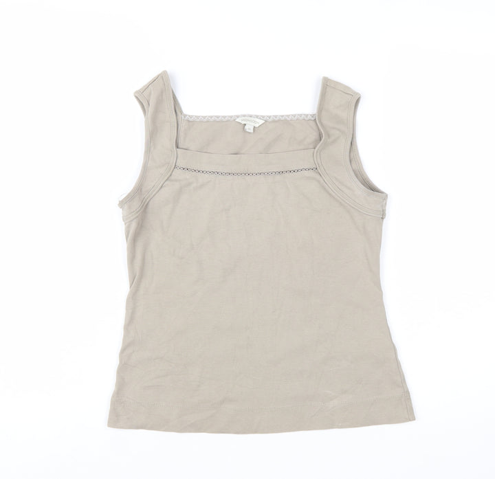 Monsoon Beige Cotton Women's Tank Top M Square Neck