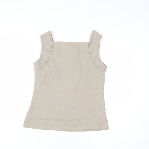 Monsoon Beige Cotton Women's Tank Top M Square Neck