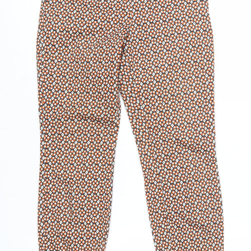 H&M Women’s Brown Geometric Slim Trousers Size 10 Stretch Cotton