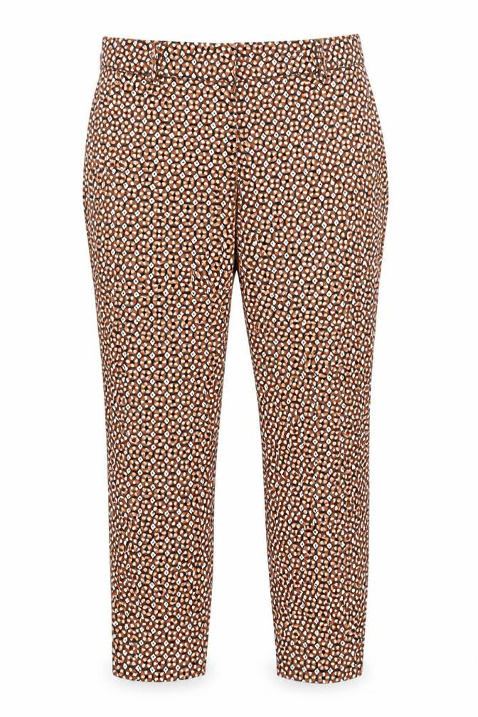H&M Women’s Brown Geometric Slim Trousers Size 10 Stretch Cotton