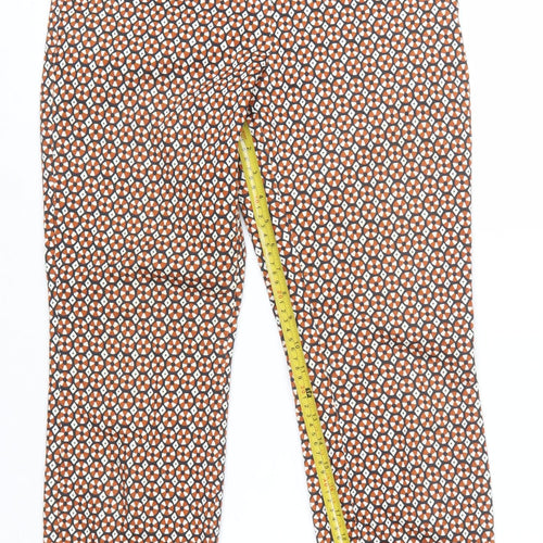 H&M Women’s Brown Geometric Slim Trousers Size 10 Stretch Cotton