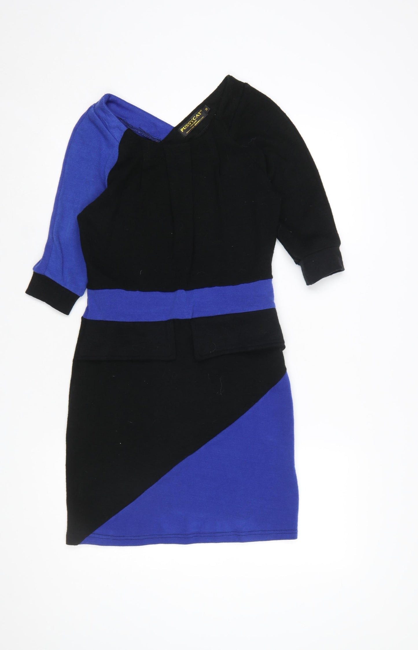 Pussycat London Women's Black Blue Bodycon Colourblock Dress M